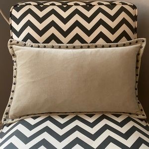 Gray Nailhead Lumbar Pillow